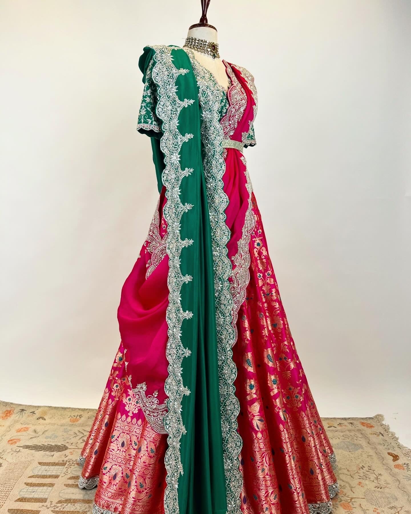 KADWA & MEENAKARI WEAVE LEHENGA WITH ZARDOSI WORK