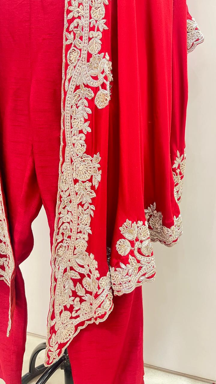 RED CAPE WITH PANT AND BLOUSE