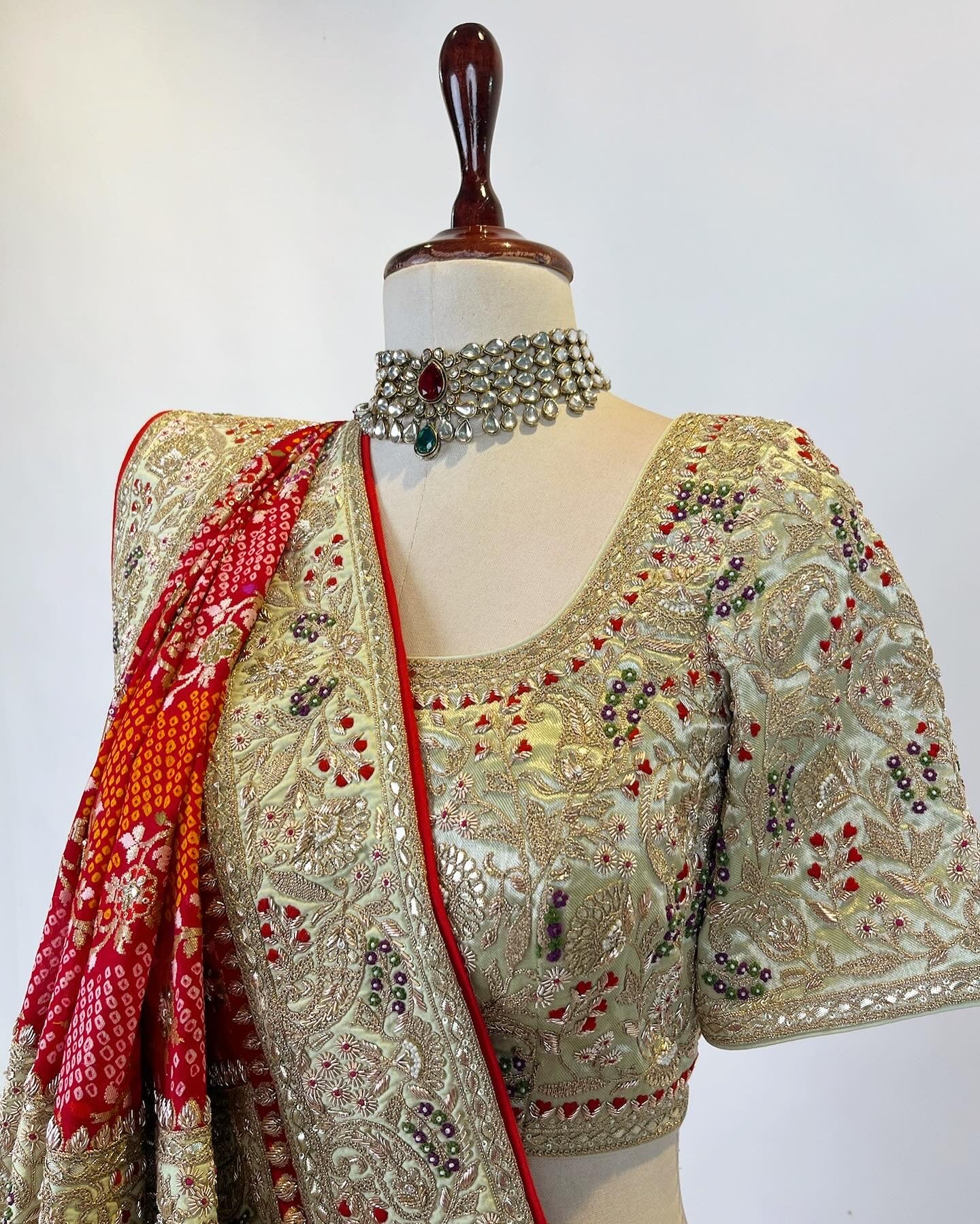 Rai Bandhej in Meena Kadwa Weave with Marodi and Zardosi work Saree