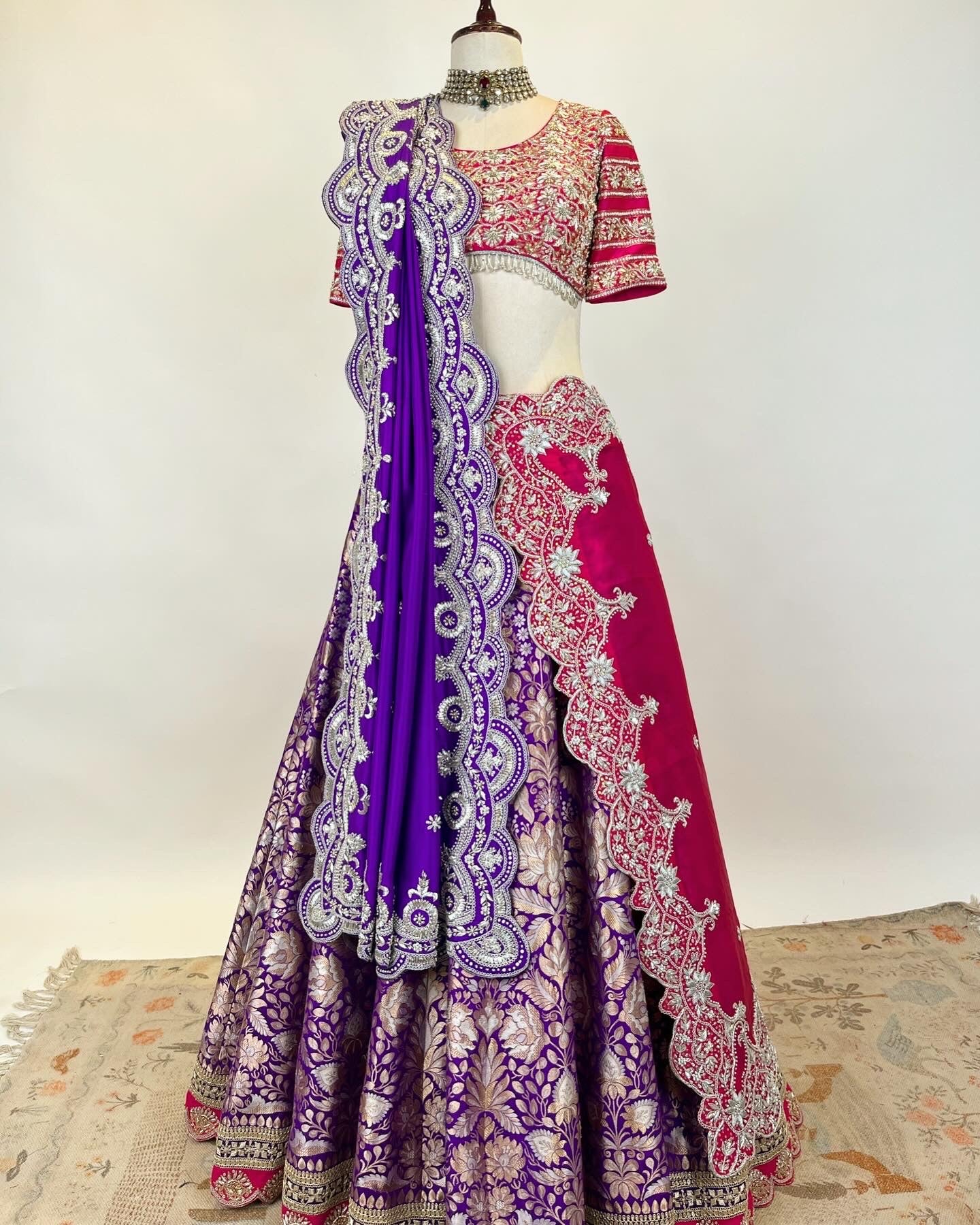 KADWA BANARASI GANGA JAMUNA WEAVE LEHENGA IN DABKA SAADI ZARDOSI & MARODI WORK