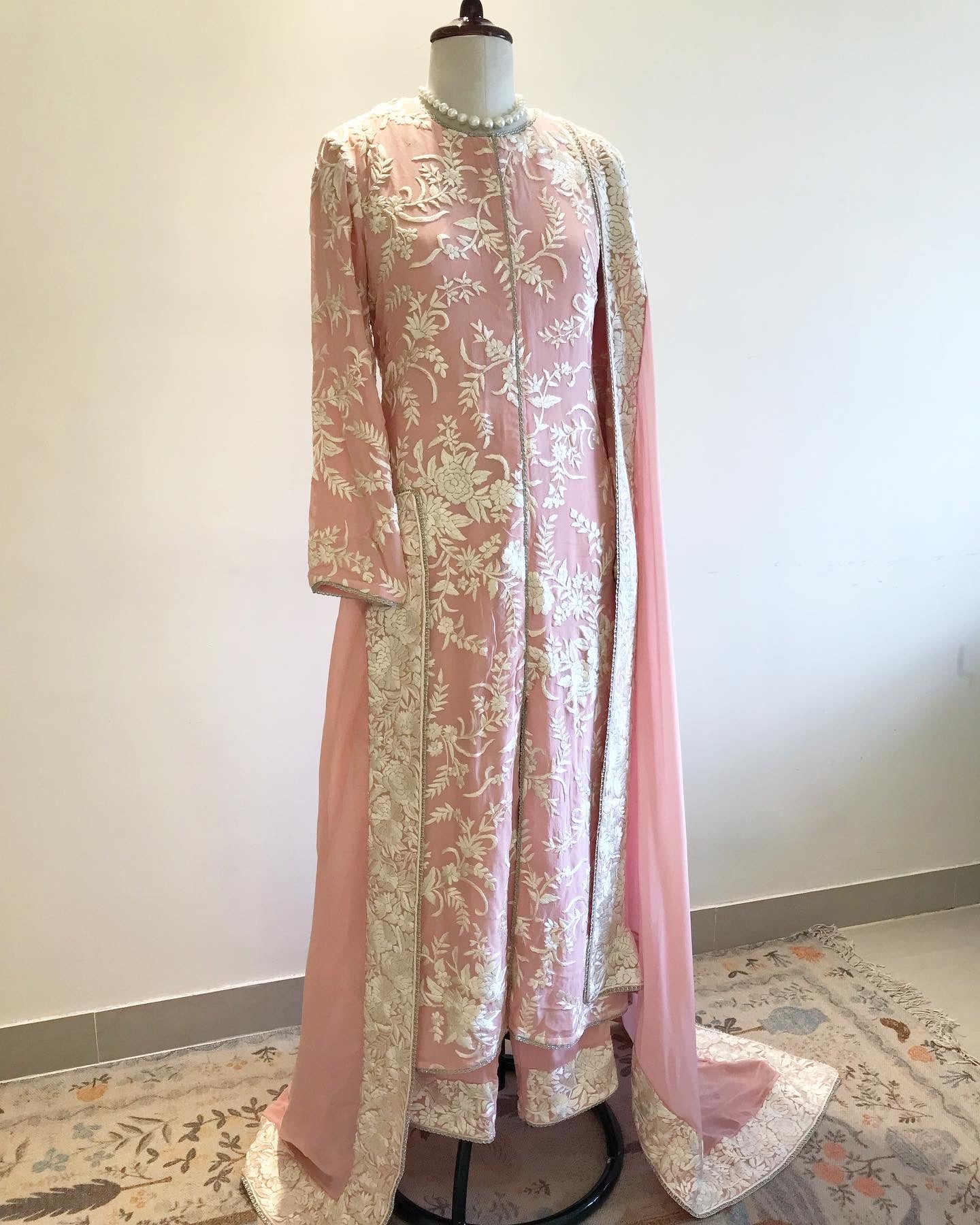 PASTEL PINK PARSI GARA KURTA SET