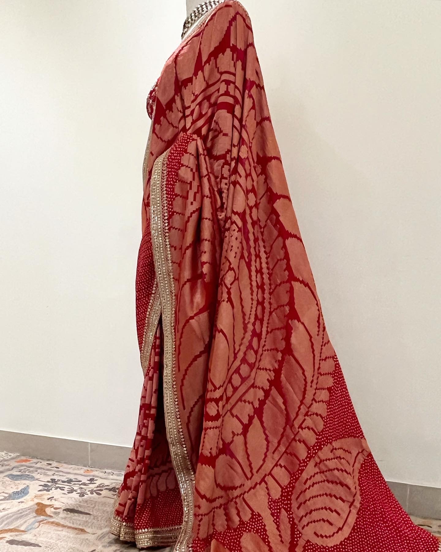 RAI BANDHEJ SAREE IN SINGLE KERI BANARASI BUTA WORK & MARODI BORDER