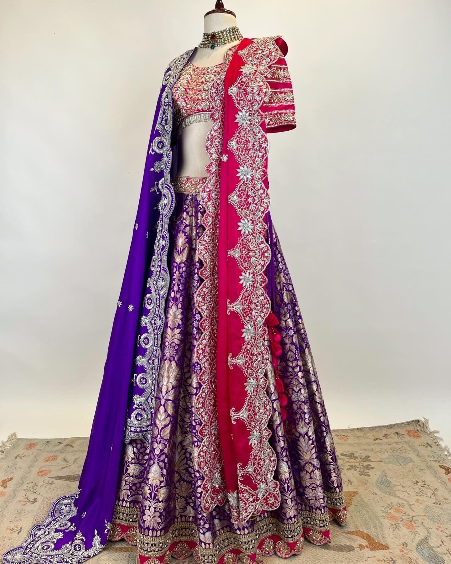 KADWA BANARASI GANGA JAMUNA WEAVE LEHENGA IN DABKA SAADI ZARDOSI & MARODI WORK