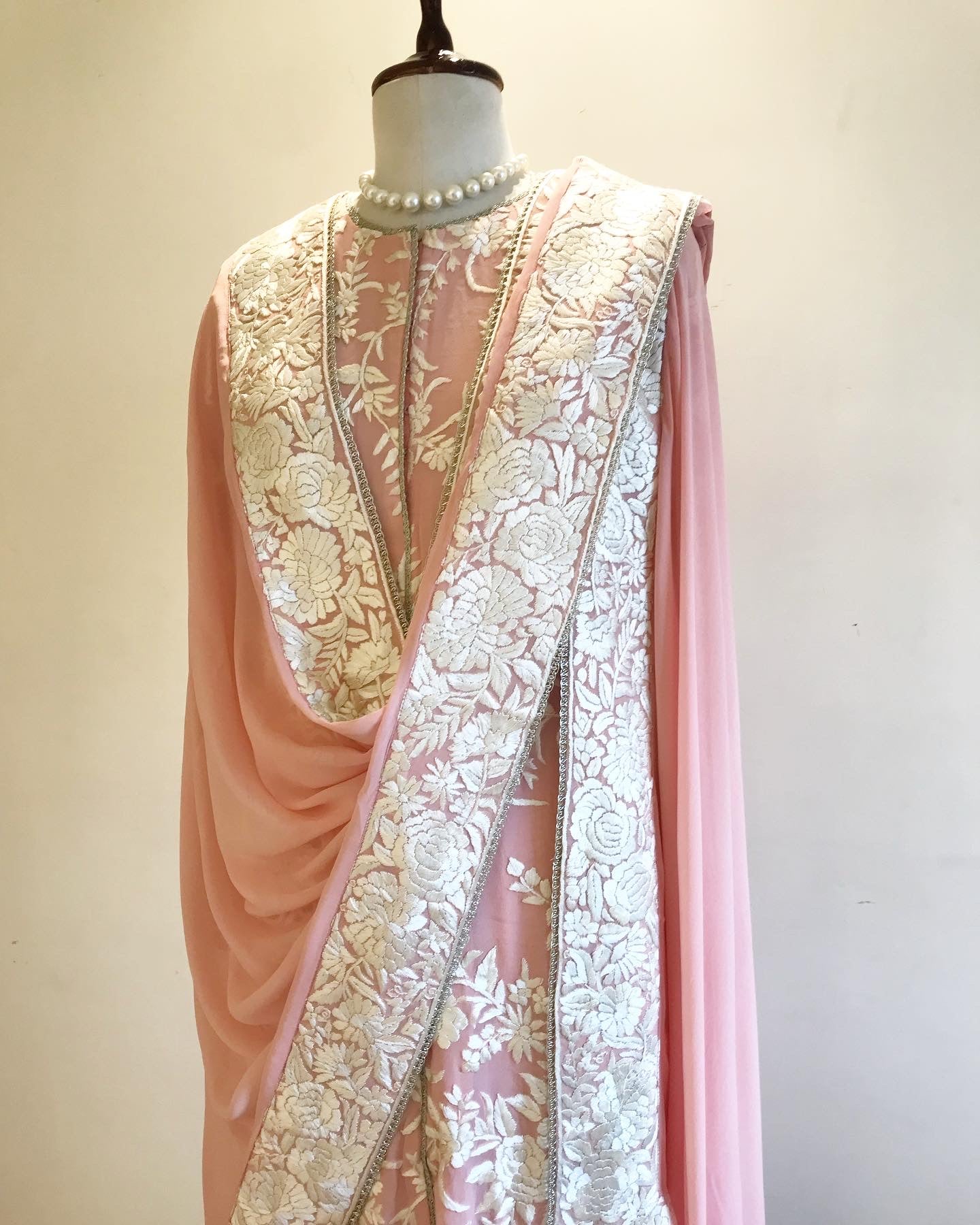 PASTEL PINK PARSI GARA KURTA SET