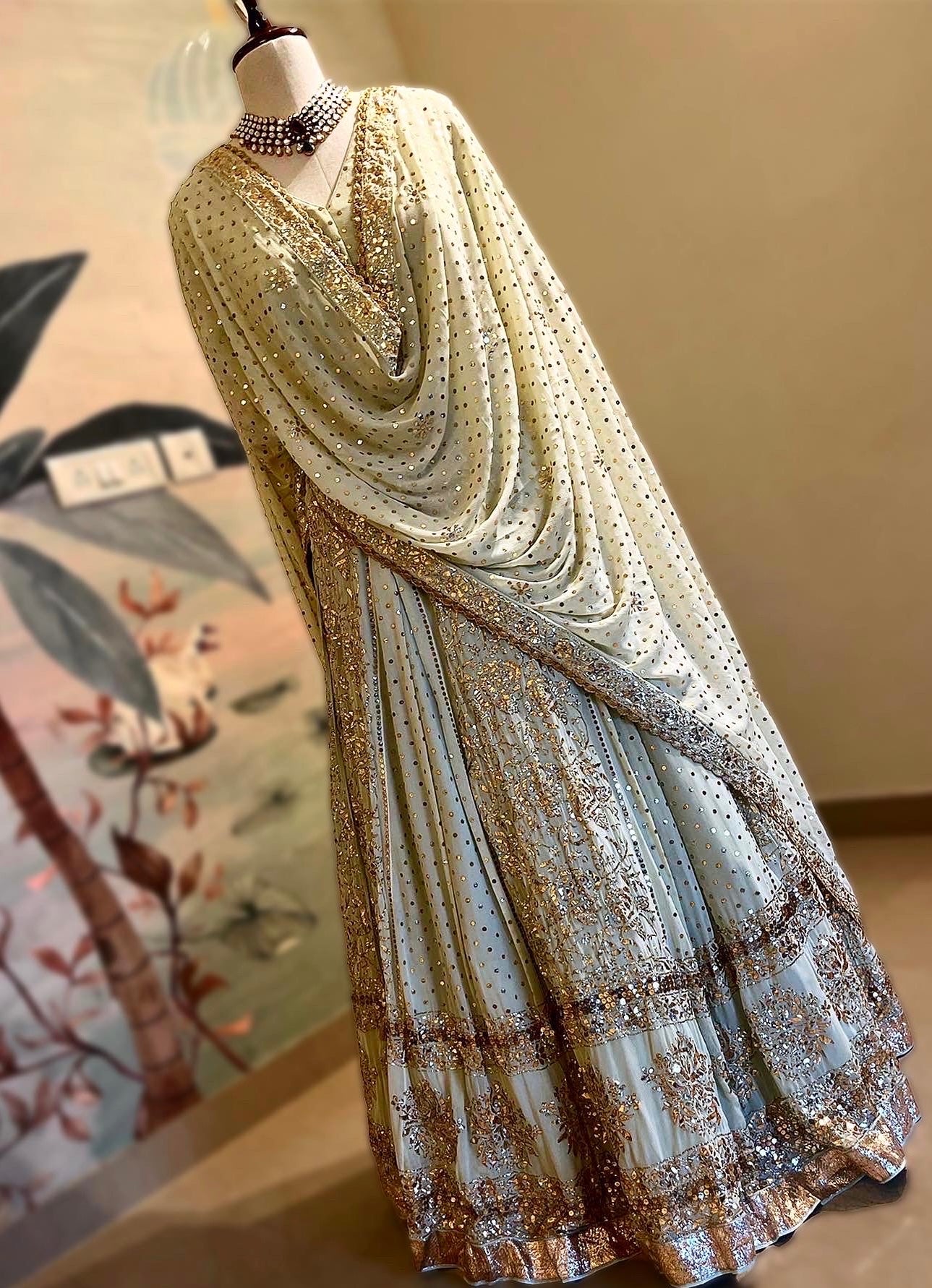 PASTEL MINT GREEN BADLA LEHENGA