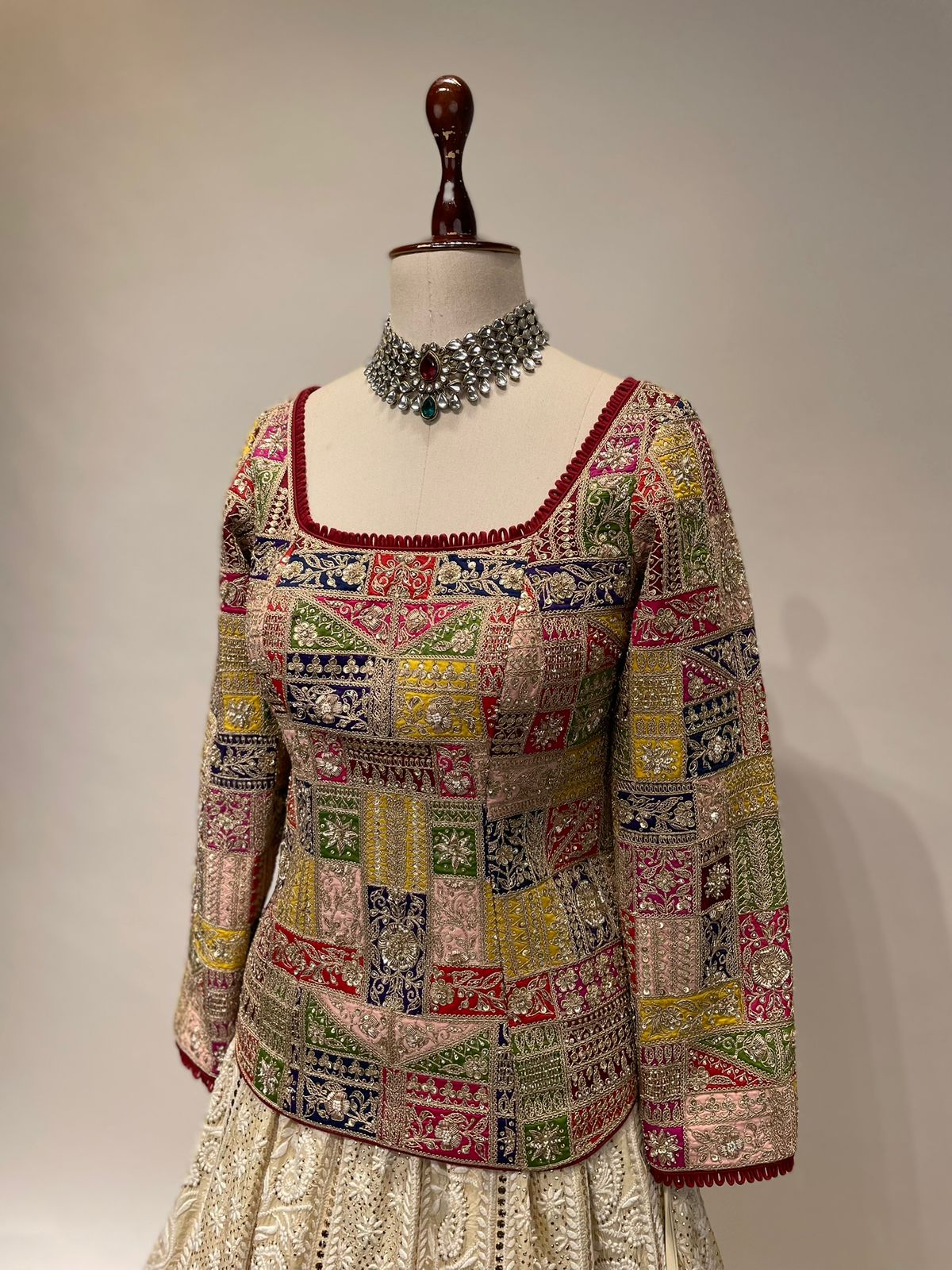 Appliqué Marodi Embroidered Fitted Blouse