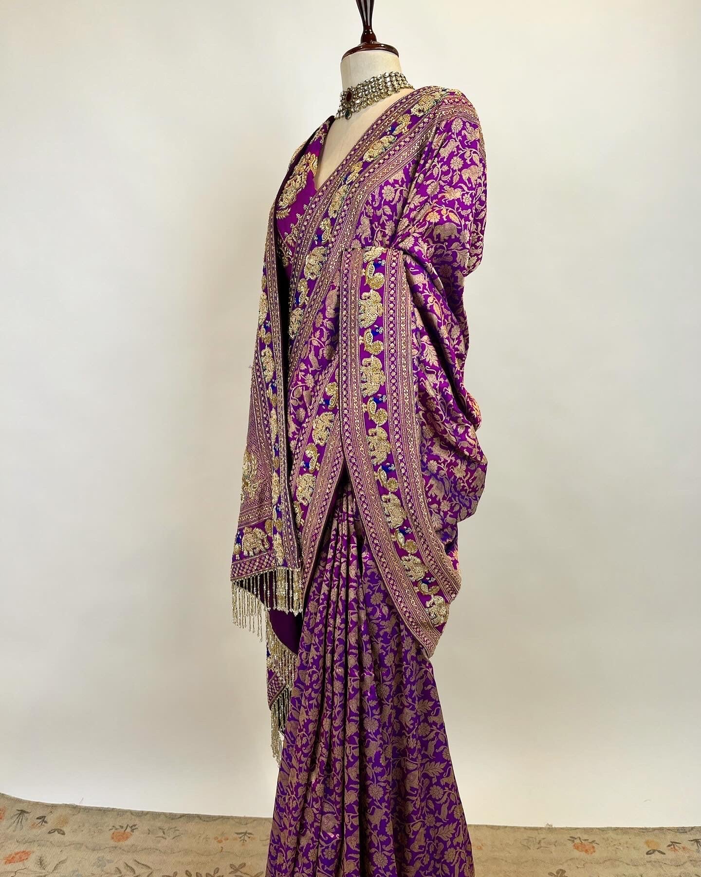 PURE BANARASI KADWA WEAVE SHIKARGAH SAREE IN ZARDOSI AND ZARI WORK