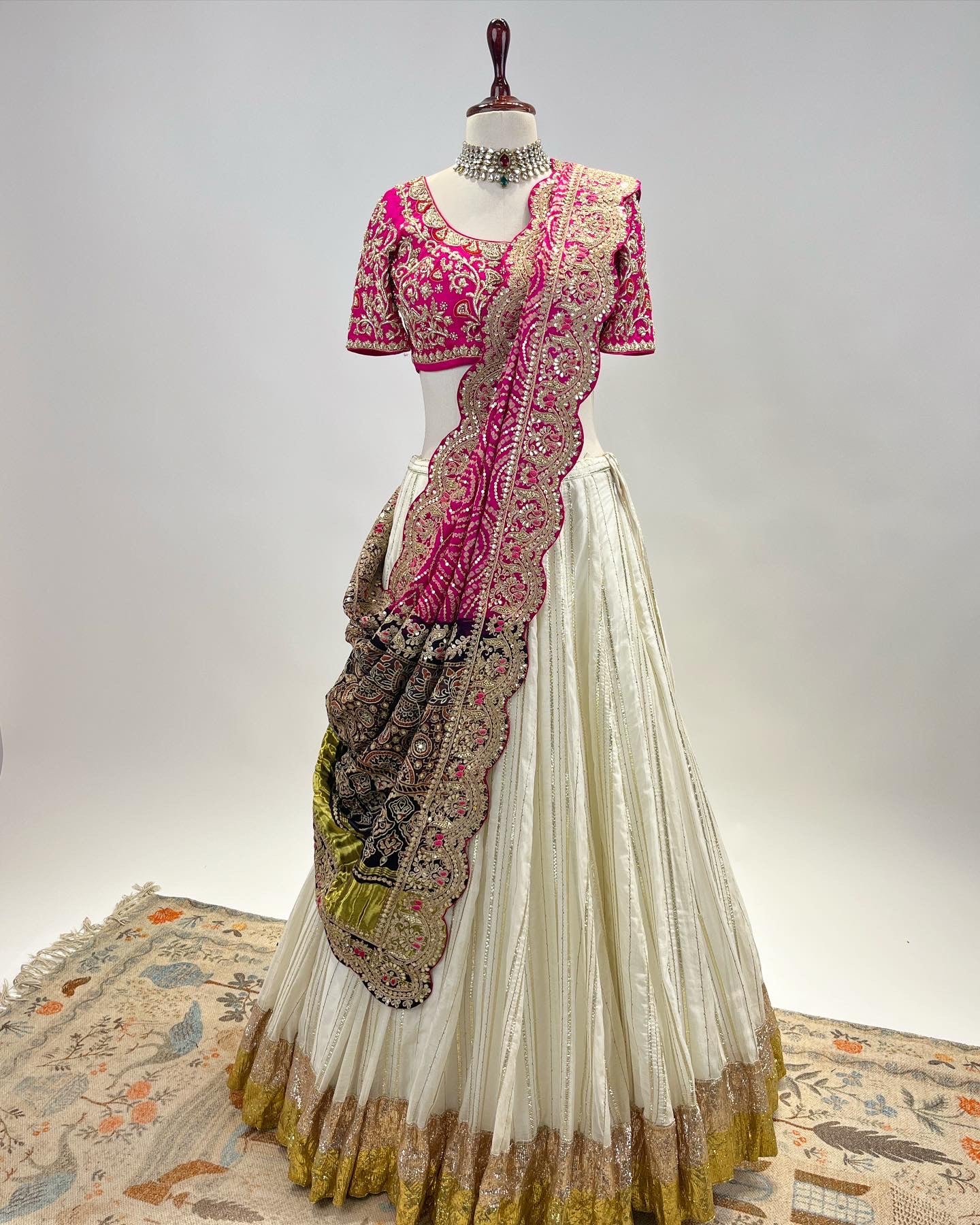 GOTAPATTI BANDHANI AJRAKH LEHENGA