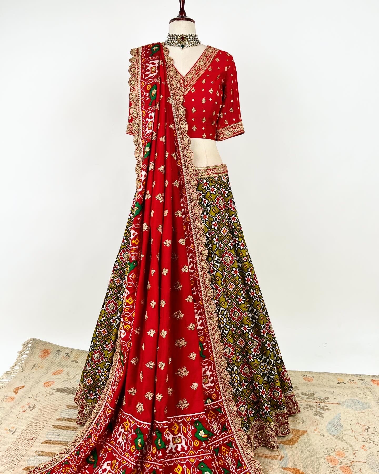 DOUBLE IKAT PATAN PATOLA LEHENGA IN MAROD WORK