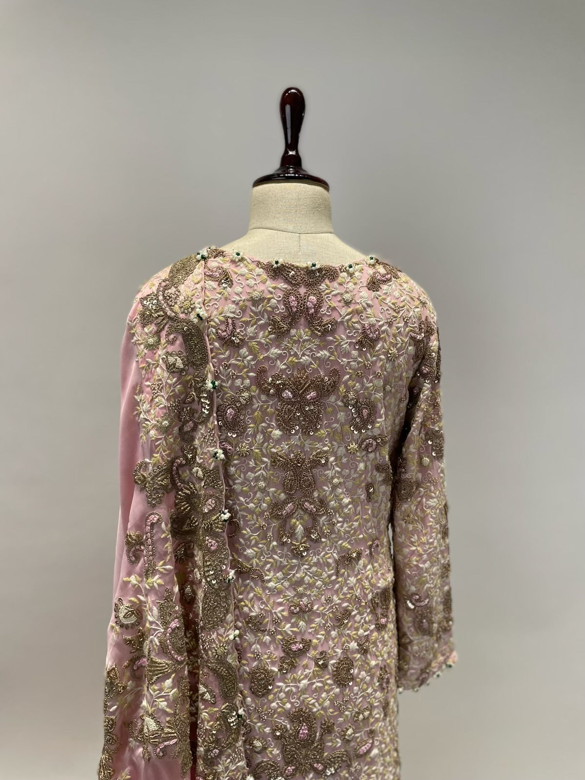Antique Marodi and Resham detailed Kurta Set with Organza embroidered Dupatta