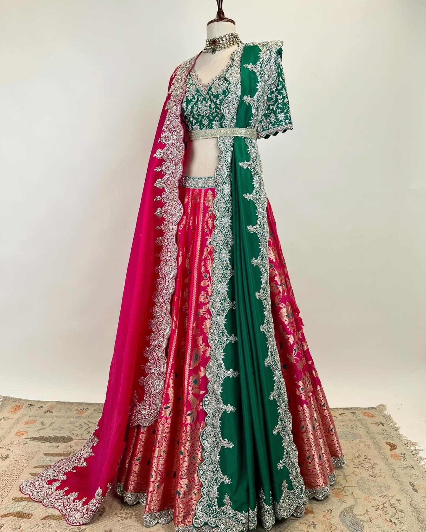 KADWA & MEENAKARI WEAVE LEHENGA WITH ZARDOSI WORK