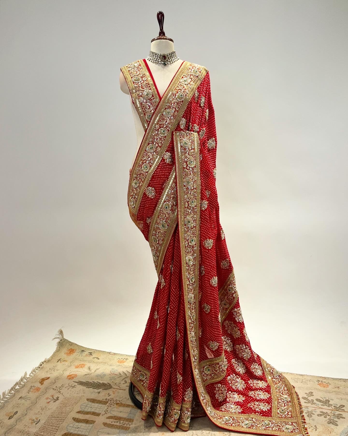 RAI  BANDHEJ ZARDOSI WORK SAREE