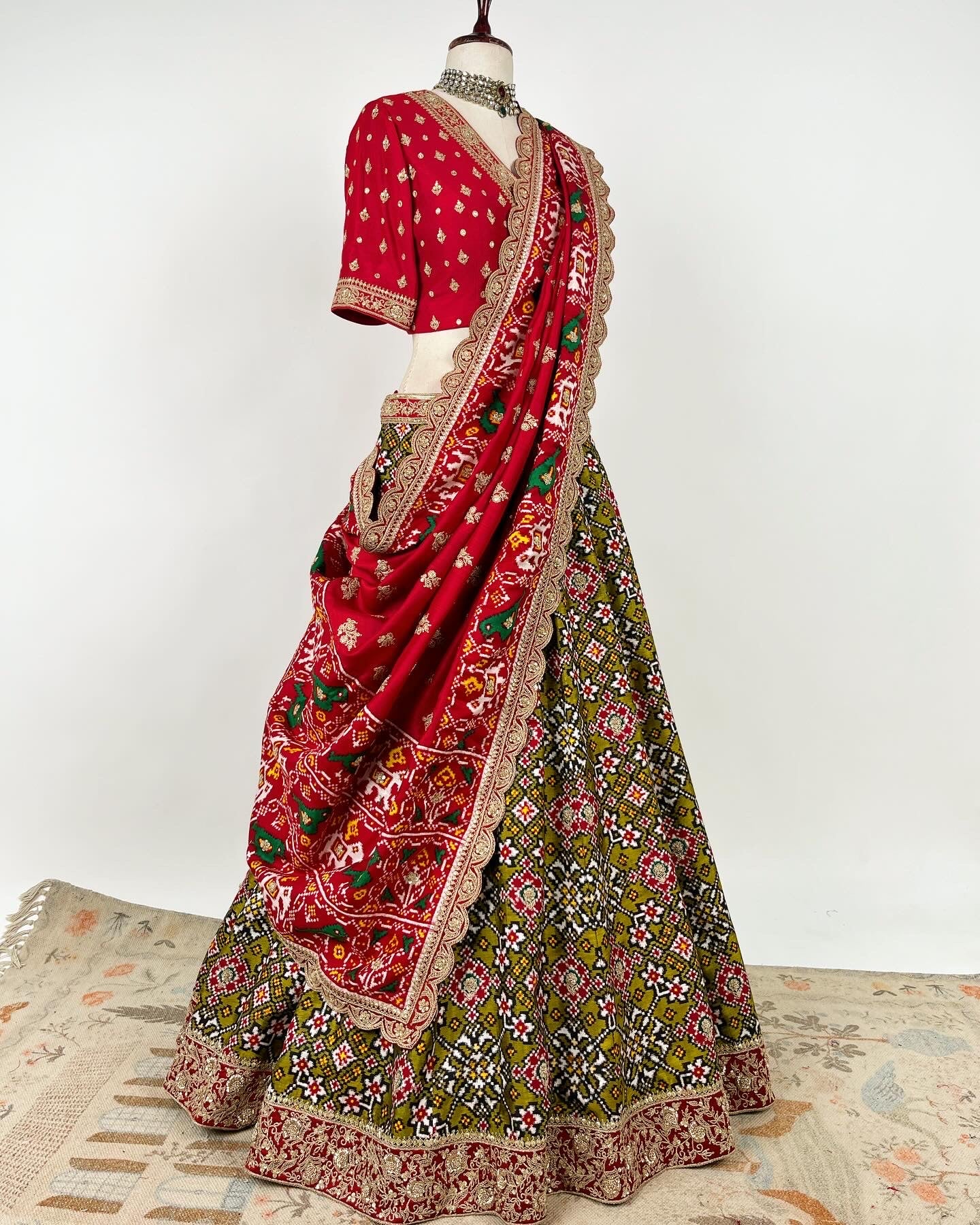 DOUBLE IKAT PATAN PATOLA LEHENGA IN MAROD WORK