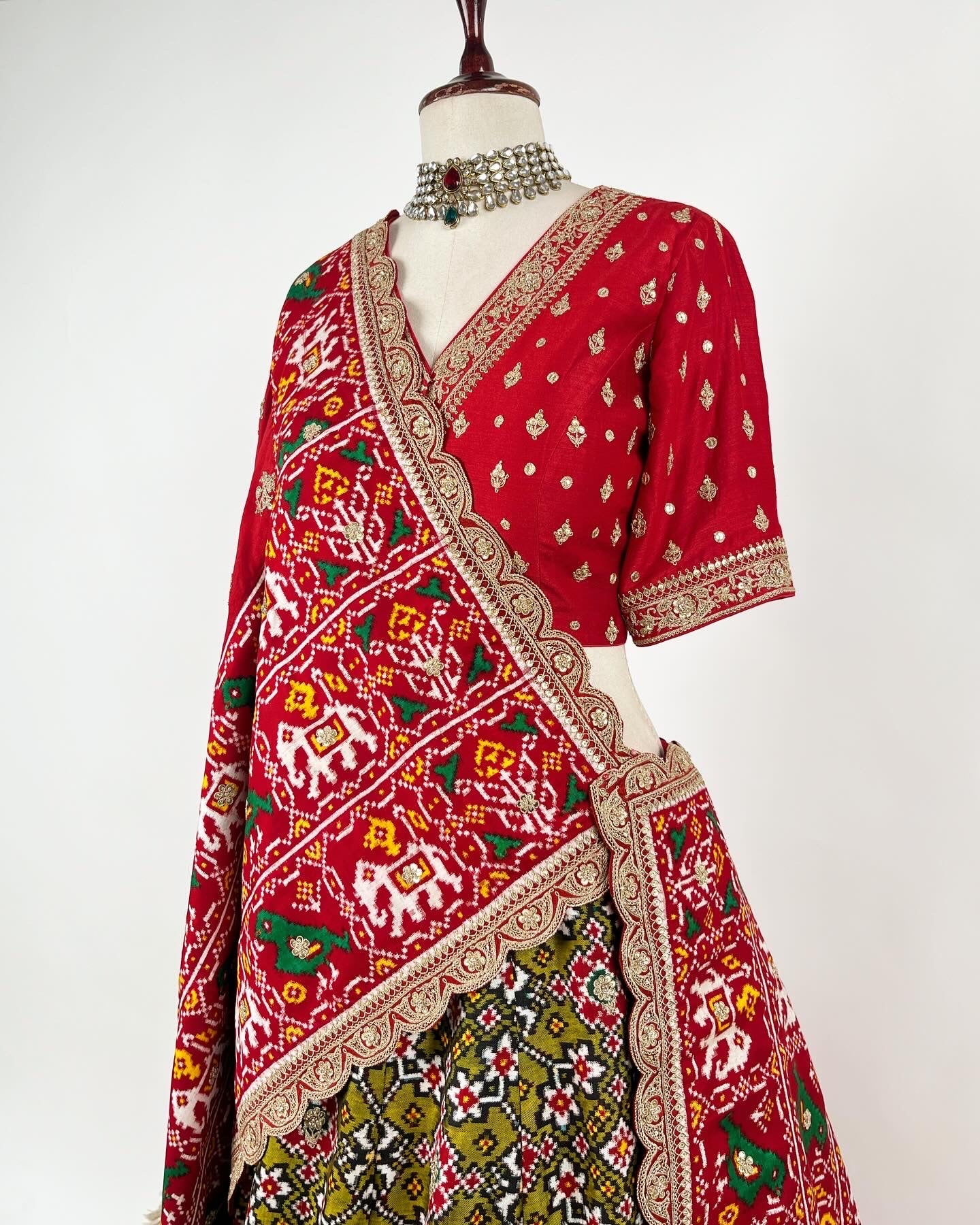 DOUBLE IKAT PATAN PATOLA LEHENGA IN MAROD WORK