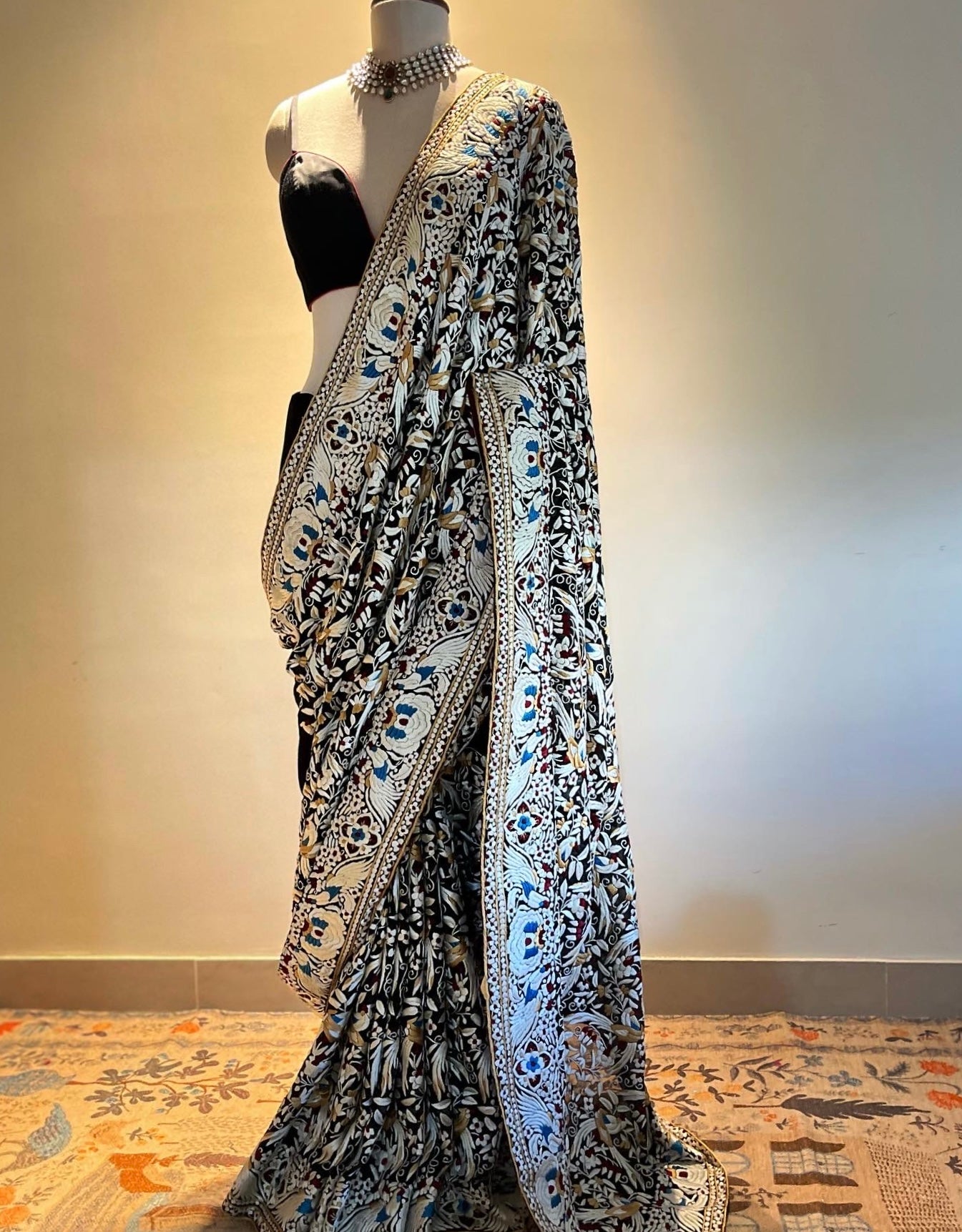 BLACK PARSI GARA SAREE