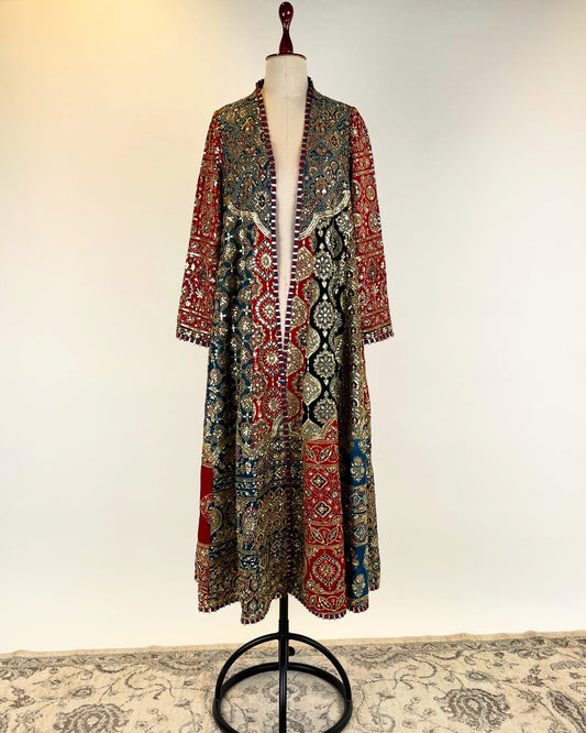 MULTI-PATTERNED AJRAKH - ZARDOSI KALIDAR  JACKET