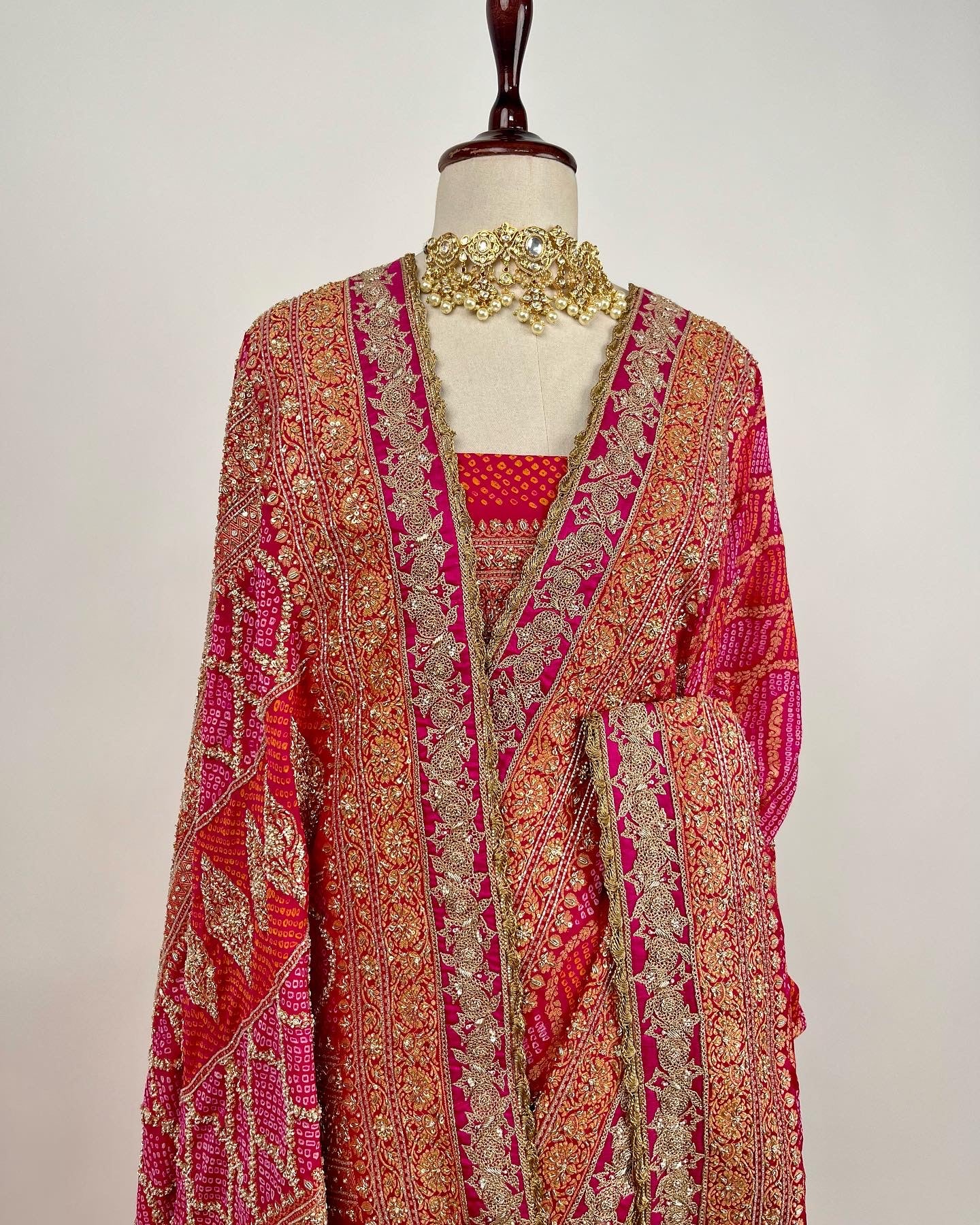 RAI BANDHEJ BANARASI BANDHANI SAREE IN MARODI & ZARDOSI WORK