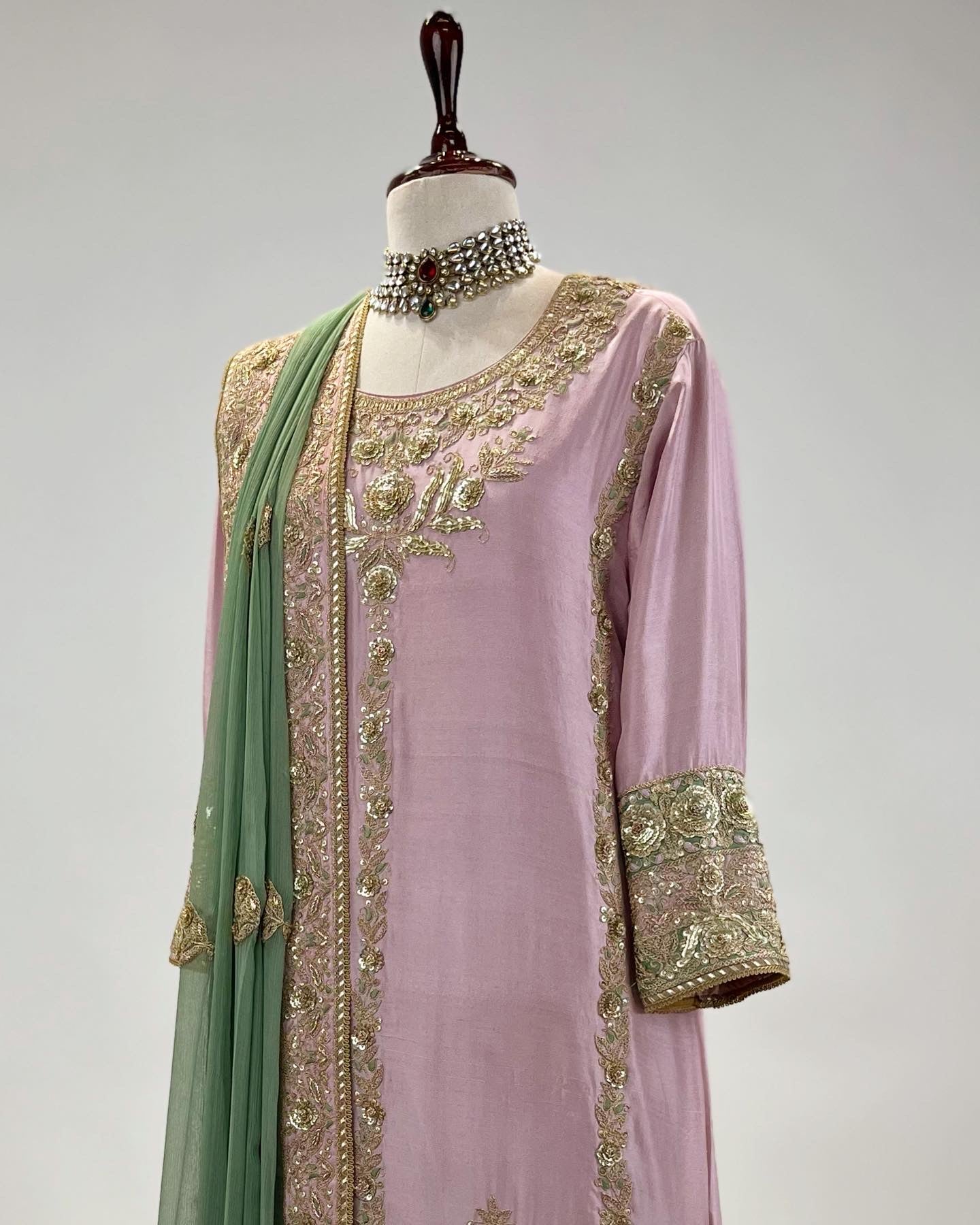 MARODI & ZARDOSI EMBROIDERED A LINE KURTA ENSEMBLE