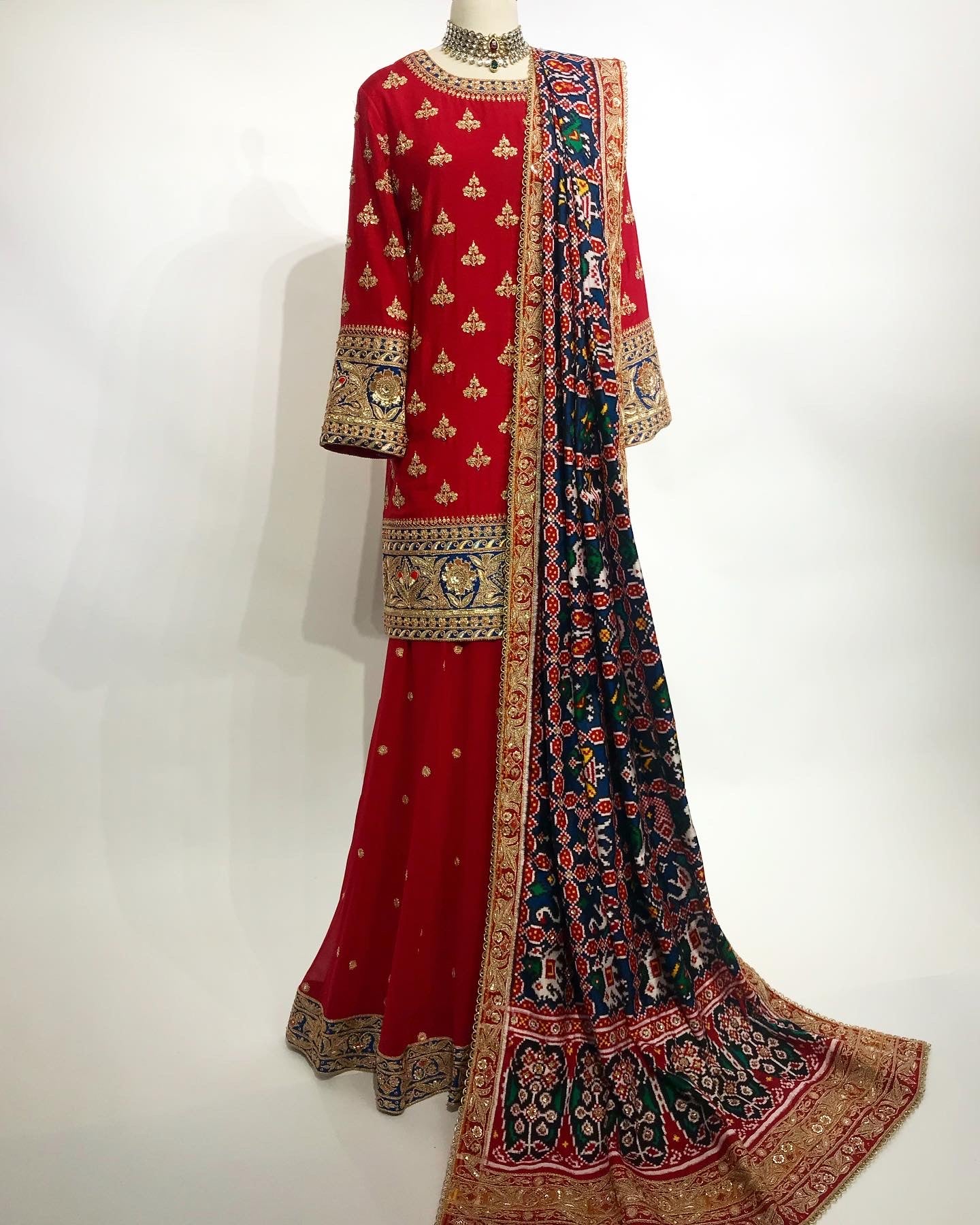 FINE MARODI WITH PATAN PATOLA WEAVE SHARARA ON PURE MUNGA SILK