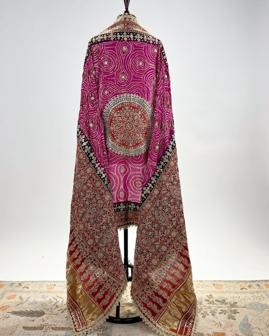 PINK AJRAKH BANDHANI DUPATTA