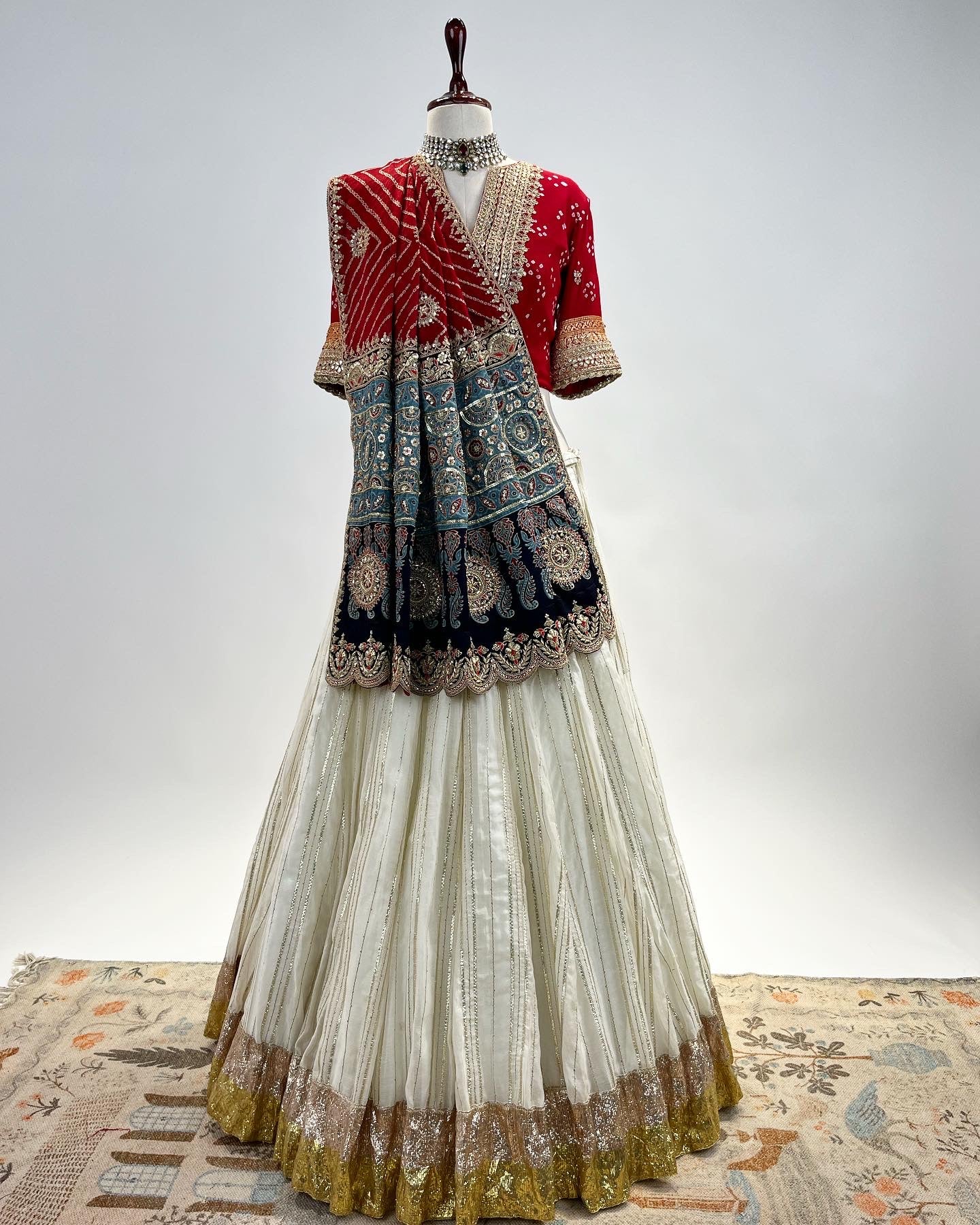 GOTAPATTI BANDHANI AJRAKH LEHENGA