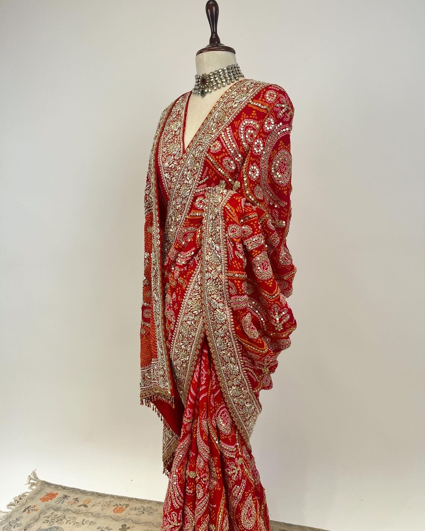 BANDHANI SAREE WITH GOTAPATTI & ZARDOSI WORK