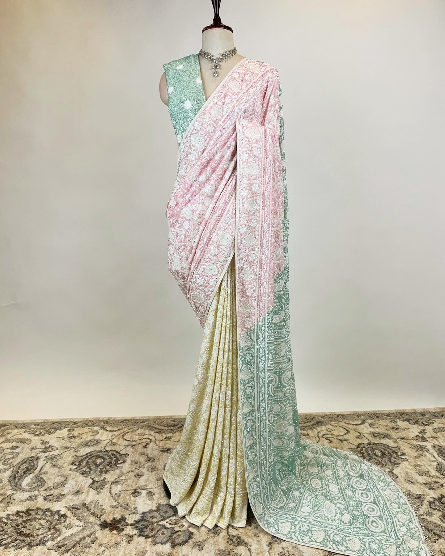 Sequin Studded Do-Taar Chikankari Saree