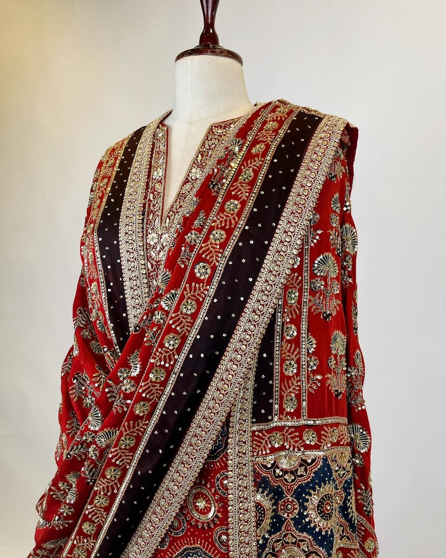 AJRAKH SHARARA ENSEMBLE IN ZARDOSI, SEQUIN & ZARI WORK