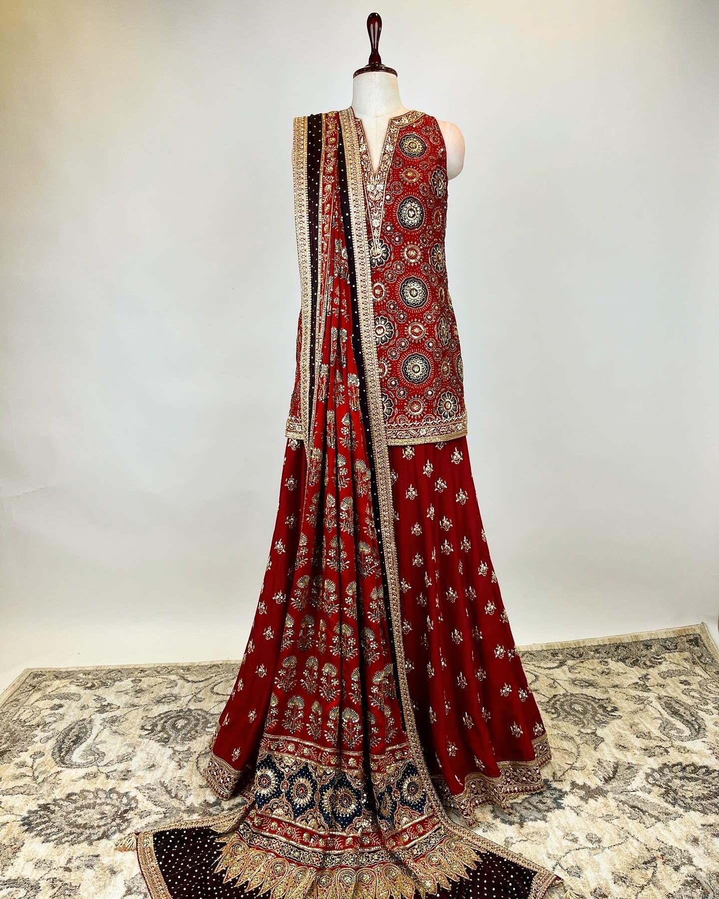 AJRAKH SHARARA ENSEMBLE IN ZARDOSI, SEQUIN & ZARI WORK