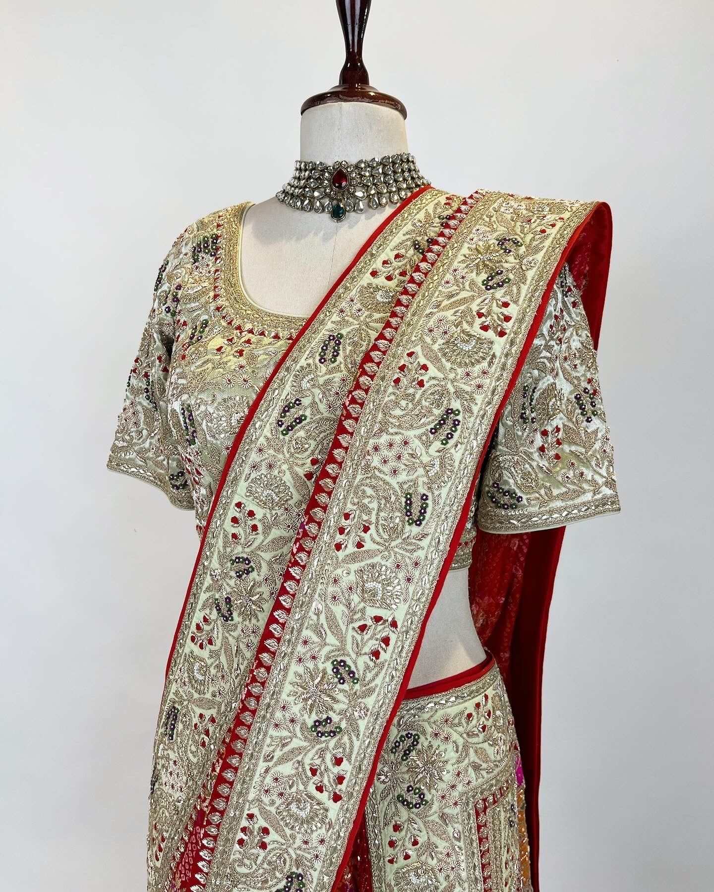 Rai Bandhej in Meena Kadwa Weave with Marodi and Zardosi work Saree