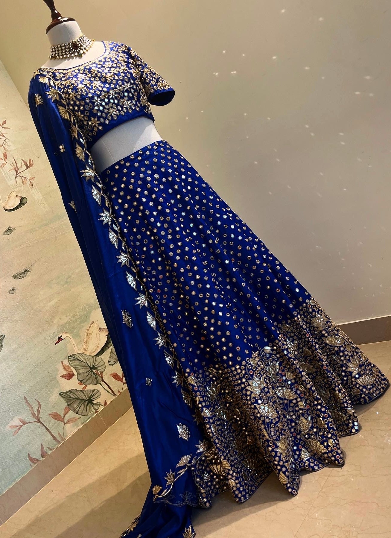 ROYAL BLUE KAMAL TALAI  LEHENGA IN MIRROR & GOTA WORK