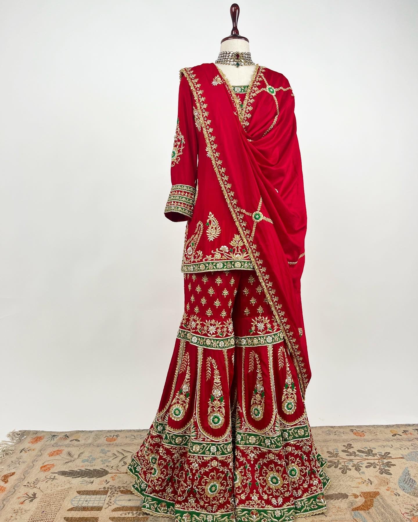 GANGA JAMUNA ZARDOSI & FINE FRENCH KNOT GHARARA ENSEMBLE