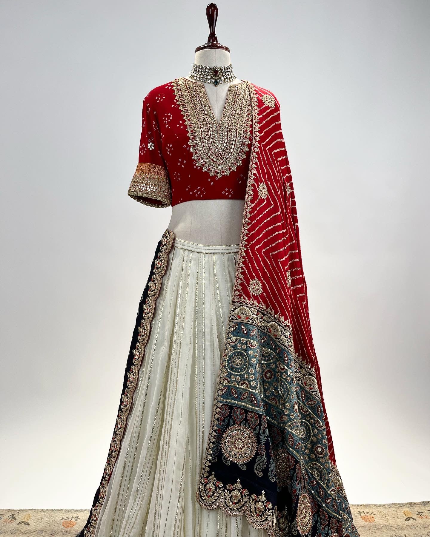 GOTAPATTI BANDHANI AJRAKH LEHENGA