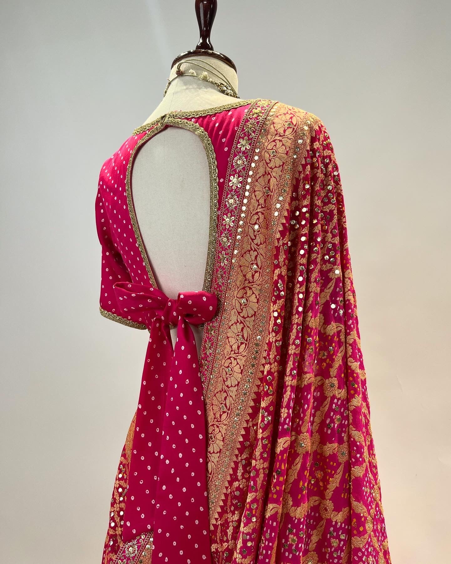 BANARASI BANDHANI LEHENGA IN HOT PINK