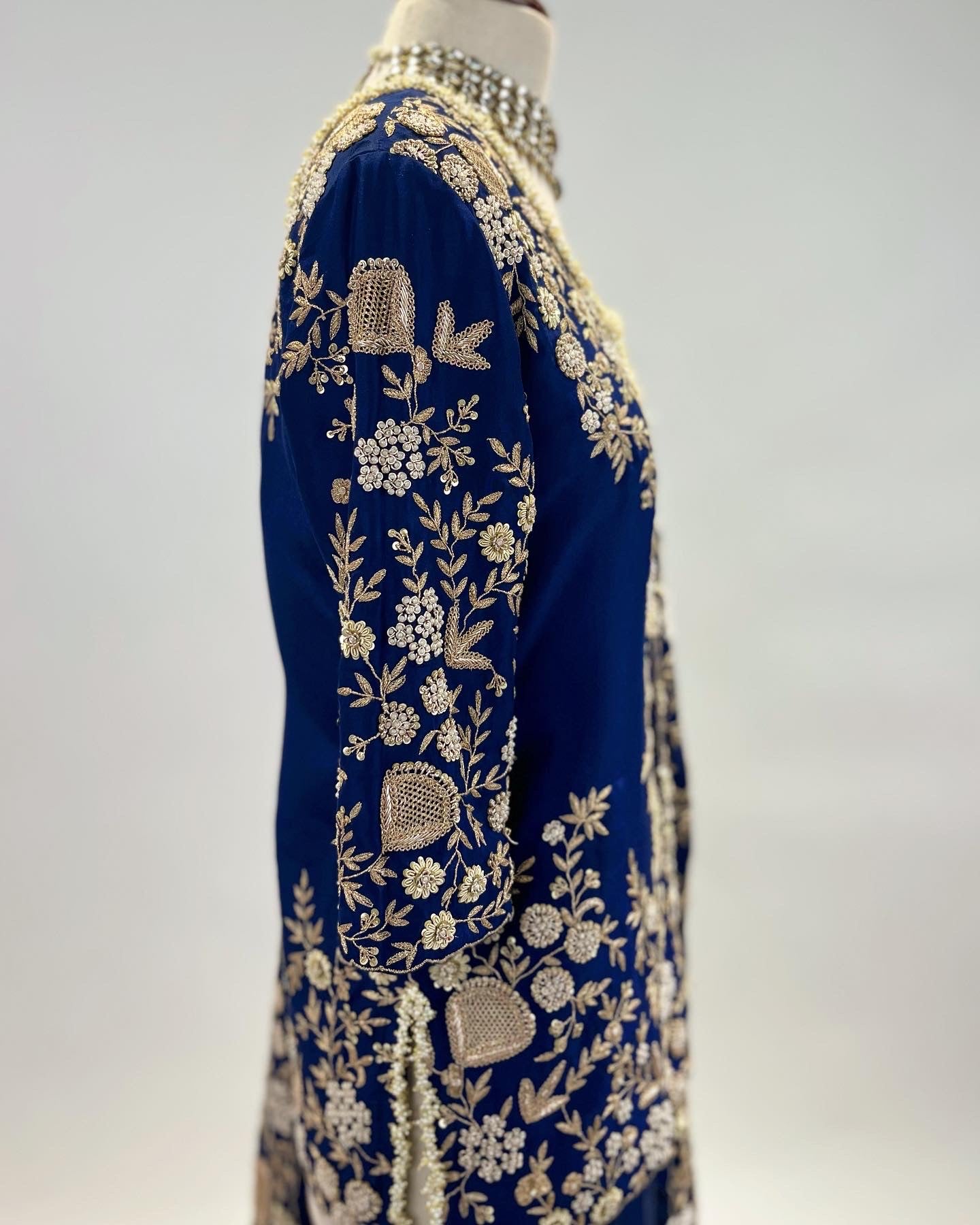 FLORAL RESPLENDENCE IN NAVY TONE SHARARA ENSEMBLE IN ZARDOSI & PEARL WORK