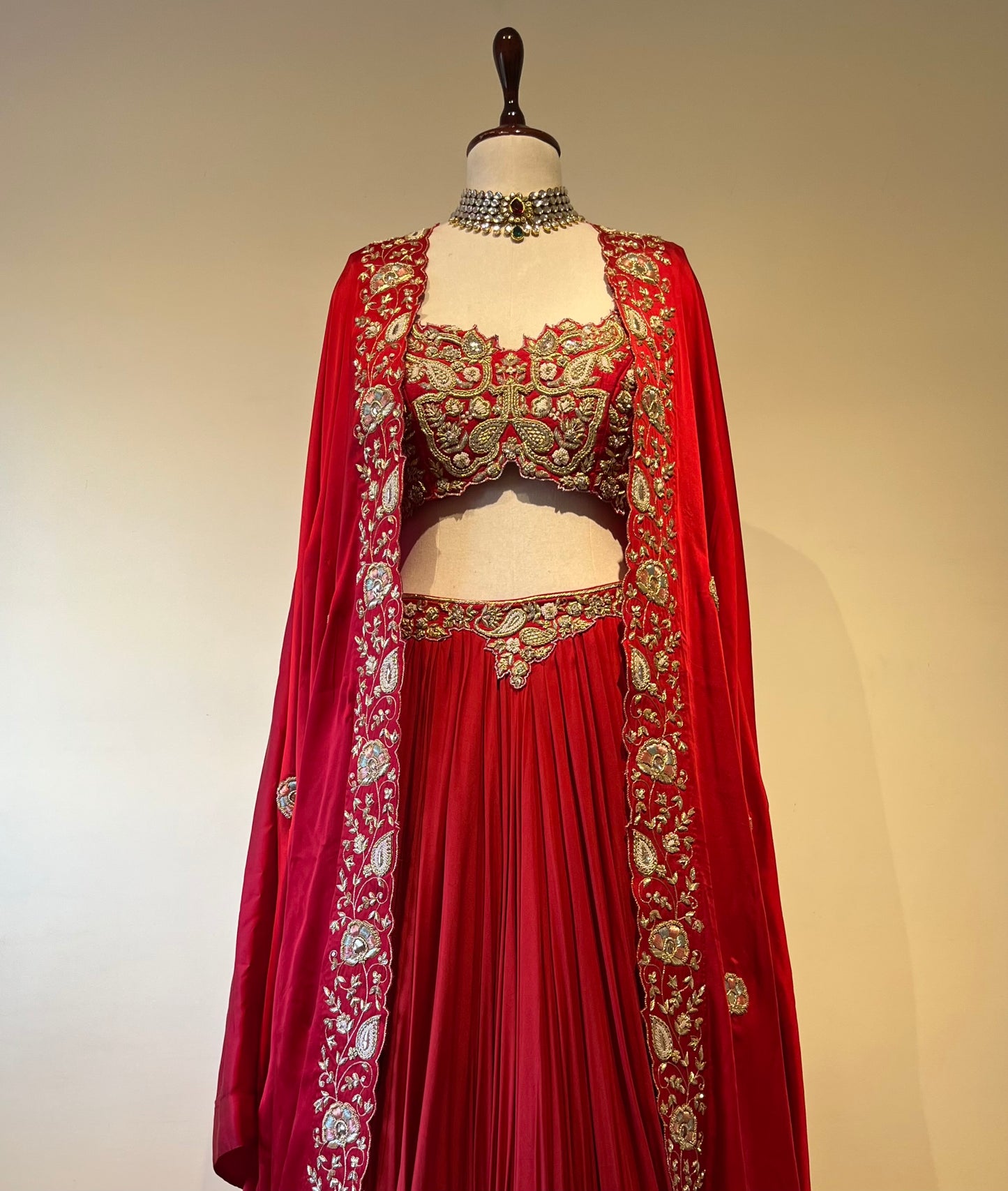 DEEP RED ZARDOSI CUTWORK LEHENGA