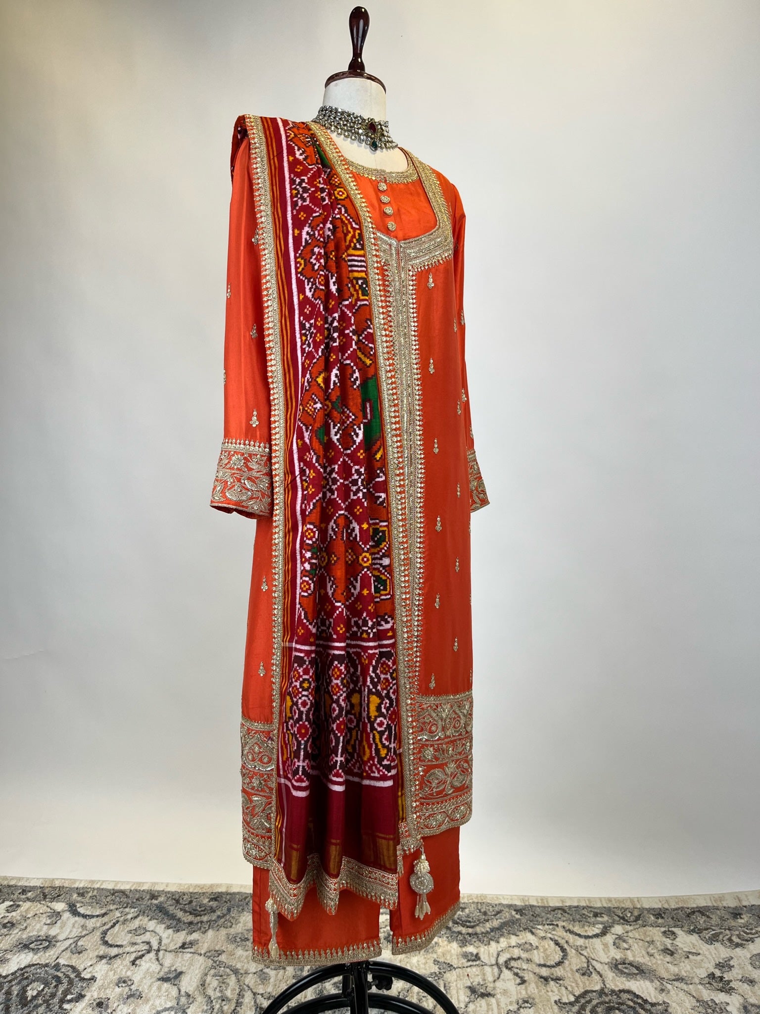 KURTA ENSEMBLE WITH PATAN PATOLA DUPATTA & MARODI WORK