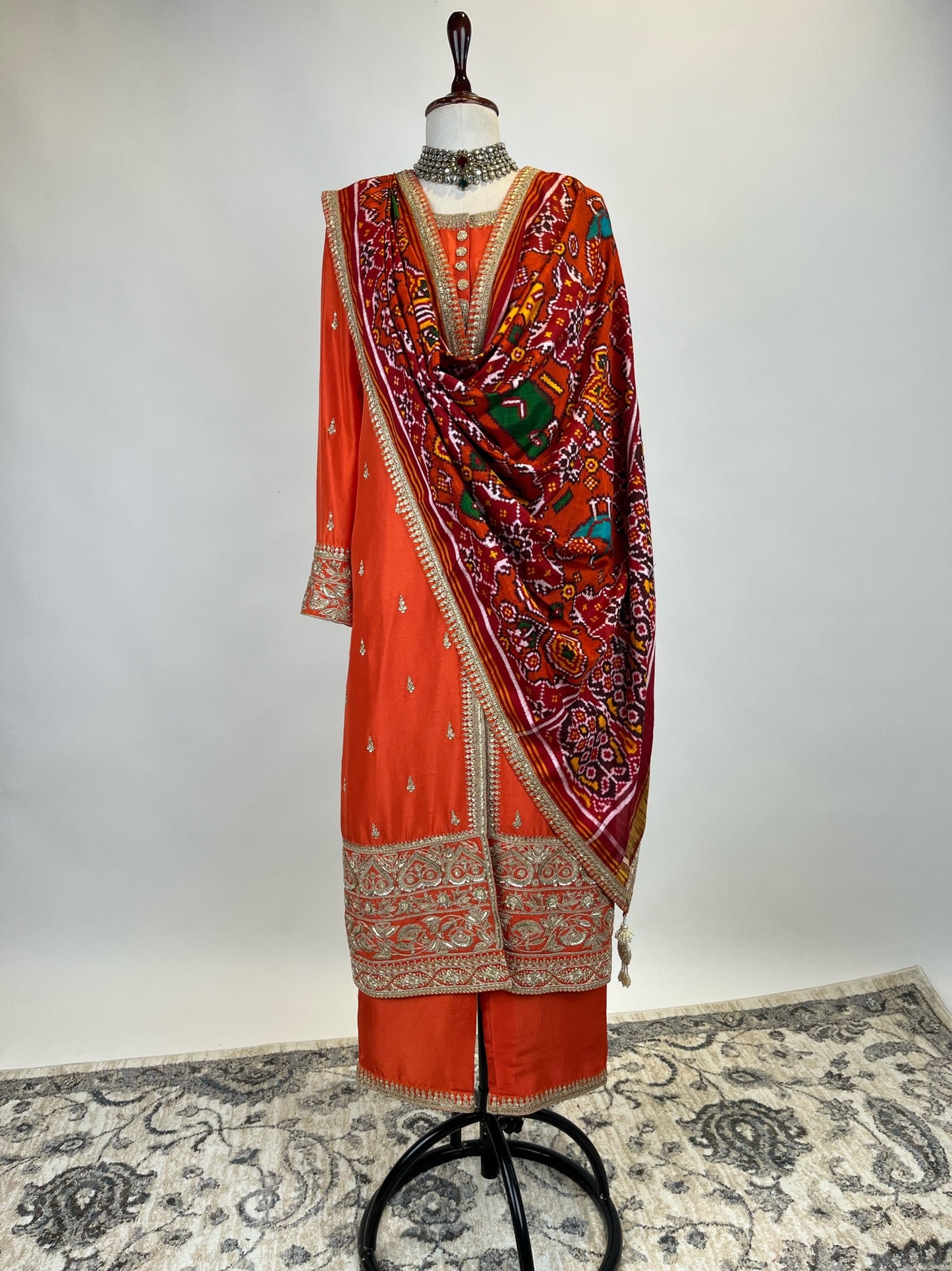 KURTA ENSEMBLE WITH PATAN PATOLA DUPATTA & MARODI WORK