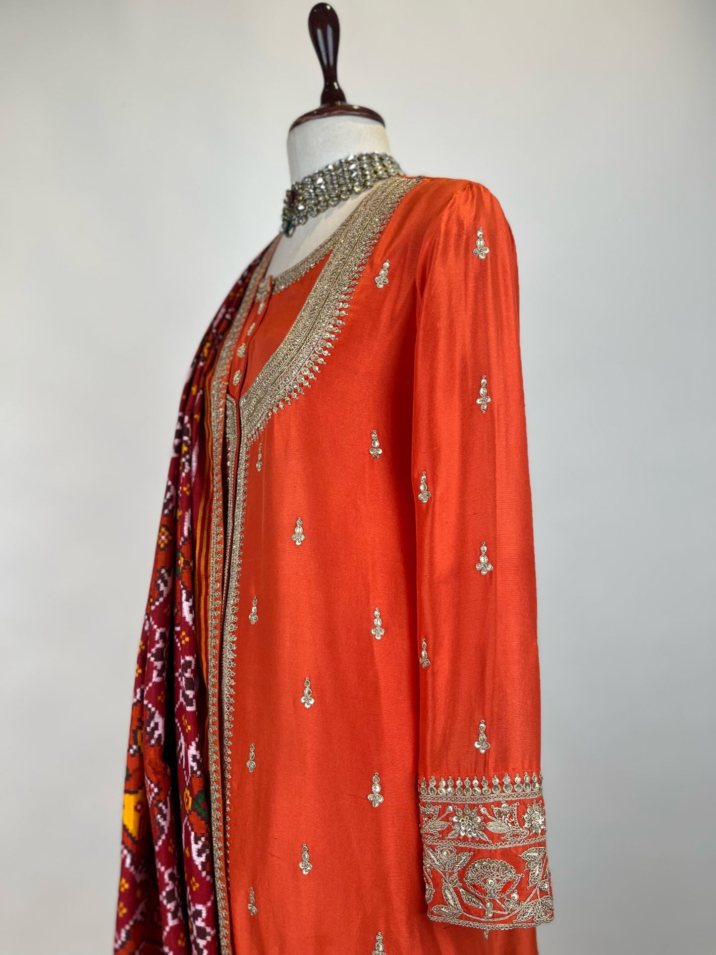 KURTA ENSEMBLE WITH PATAN PATOLA DUPATTA & MARODI WORK