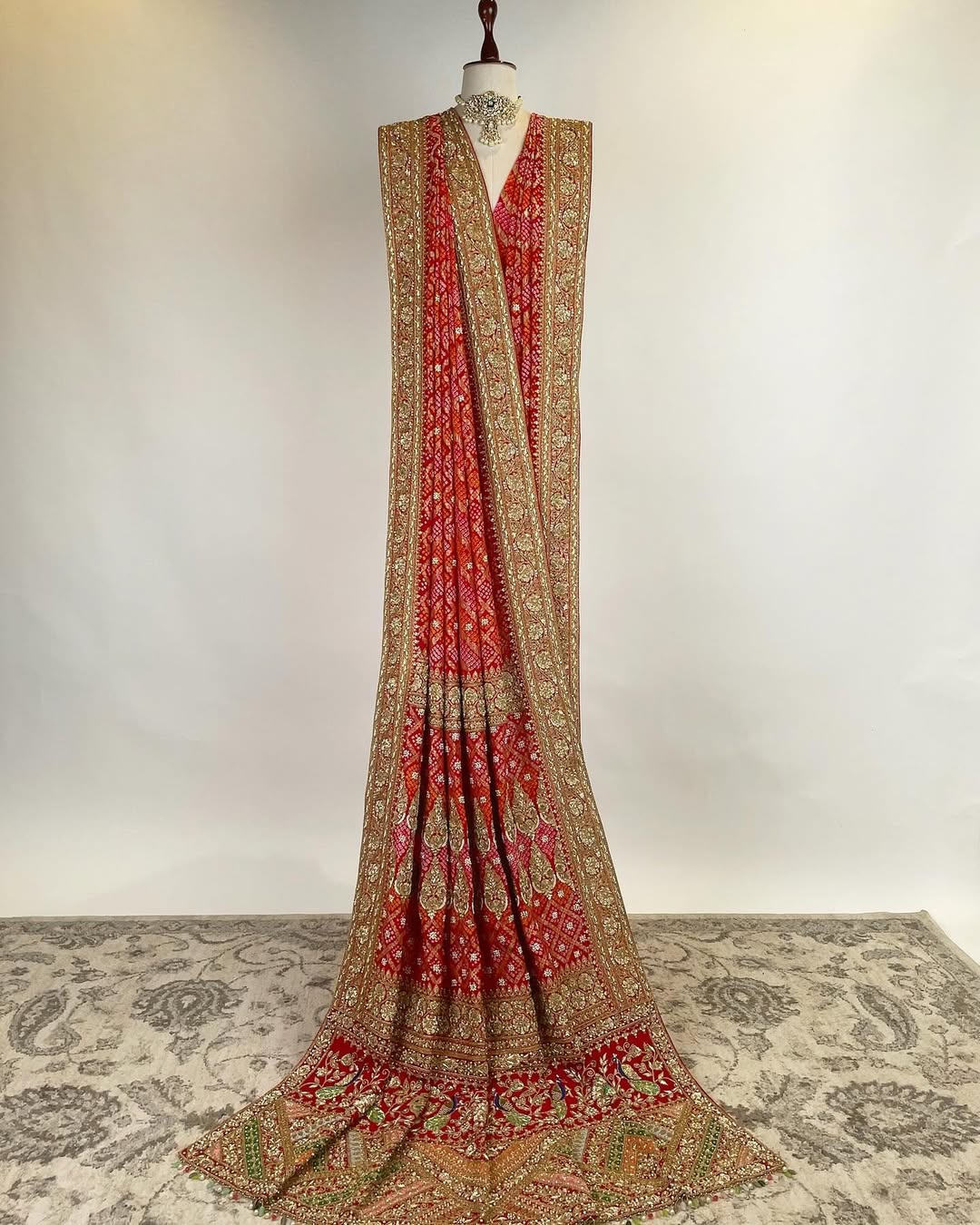RAI BANDHEJ BENARASI SAREE WITH MARODI ZARDOSI AND RESHAM WORK PAIRED WITH BLOUSE