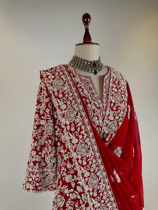 PARSIGARA AND ZARDOSI A LINE GEORGETTE KURTA ENSEMBLE