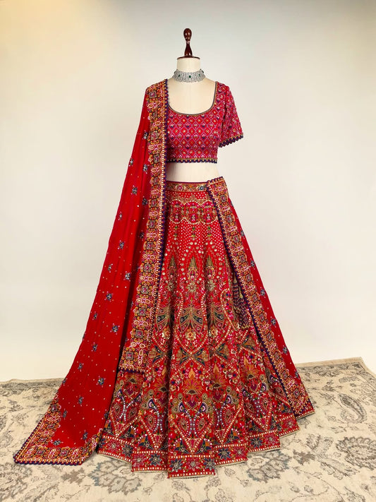EKTAAR RESHAM NAKSHI SAADI AND AABLA WORK LEHENGA
