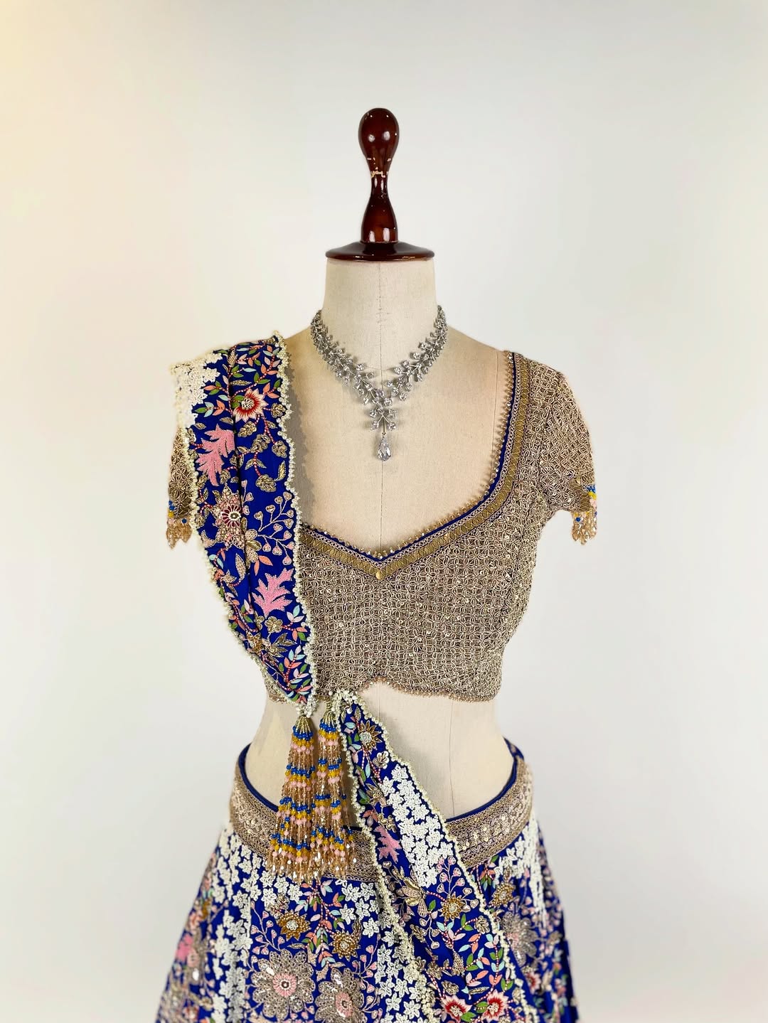 ROYAL BLUE LEHENGA SET FEATURING THE FINEST MARODI RESHAM PEARL AND ZARI KASAB WORK