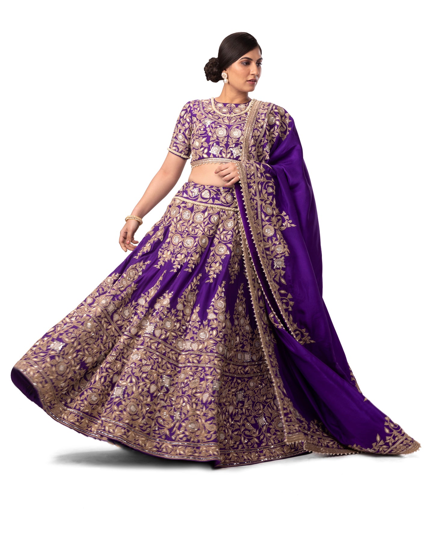 MARODI WORK LEHENGA WITH EMBROIDERED POTLI