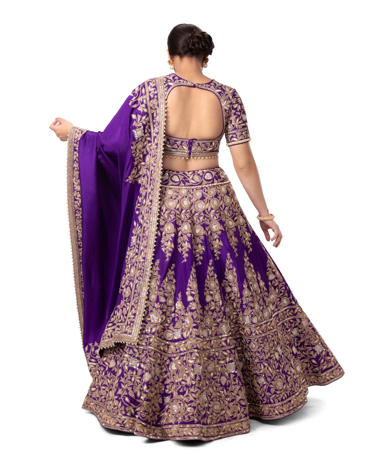 MARODI WORK LEHENGA WITH EMBROIDERED POTLI